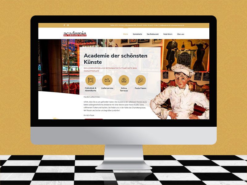 Website von Webboxes für die Academie der schönsten Künste