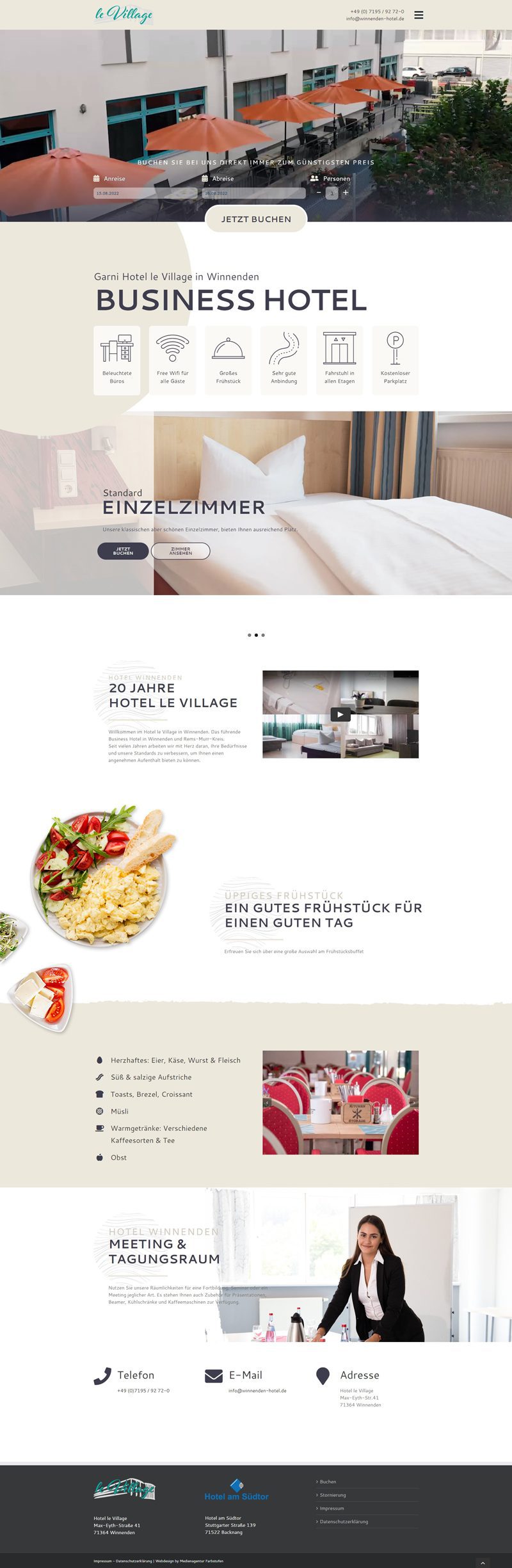 Startseite der Website von Hotel le Village